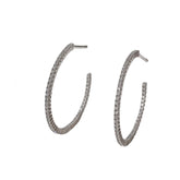 Sterling Silver Pave Open 1.17” Hoops